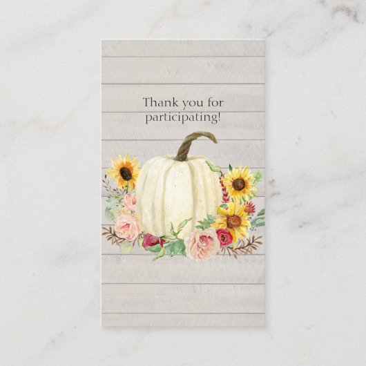 ひまわり赤面ピンクフローラかぼちゃおむつラッフル 名刺 (裏面)