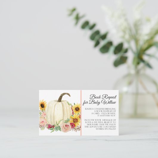 ひまわり赤面ピンクフローラかぼちゃブックリクエスト 名刺 (スタンド正面)