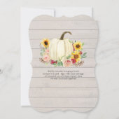 ひまわり赤面ピンクフローラカボチャベビーガール 招待状 (裏面)