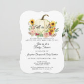 ひまわり赤面ピンクフローラカボチャベビーガール 招待状 (スタンド正面)