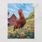 ひまわり農場の絵を描鶏 ポストカード (正面)