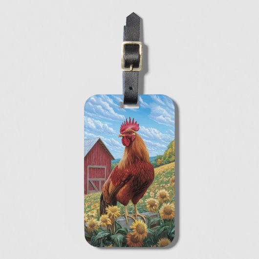 ひまわり農場の絵を描鶏 ラゲッジタグ (正面縦)