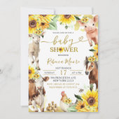 ひまわり農場動物サマーベビーシャワー 招待状 (正面)