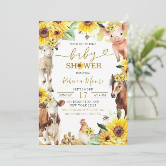 ひまわり農場動物サマーベビーシャワー 招待状 (スタンド正面)