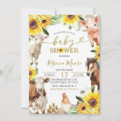 ひまわり農場動物サマーベビーシャワー 招待状 (正面)