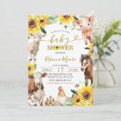 ひまわり農場動物サマーベビーシャワー 招待状 (スタンド正面)