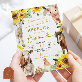 ひまわり農場動物夏キッドの誕生日 招待状