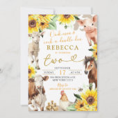 ひまわり農場動物夏キッドの誕生日 招待状 (正面)