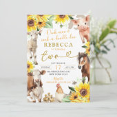 ひまわり農場動物夏キッドの誕生日 招待状 (スタンド正面)