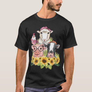 ひまわり農場動物鶏ひつじ牛ぶた Tシャツ