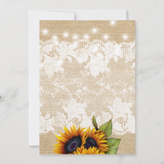 ひまわり農家のバーラップとレースの誕生日パーティー 招待状 (裏面)