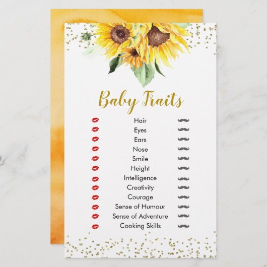 ひまわり途中の赤ちゃんシャワーベビー特性 (正面/裏面)
