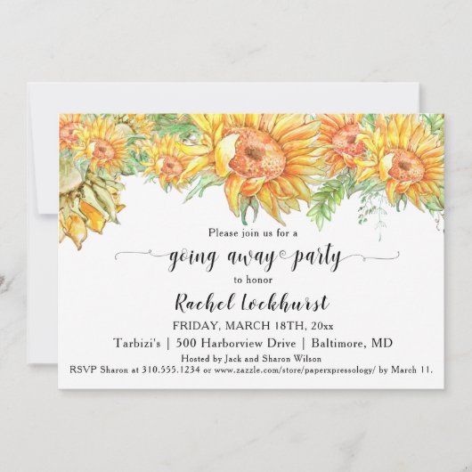ひまわり遠くにパーティー移動パーティー 招待状 (正面)