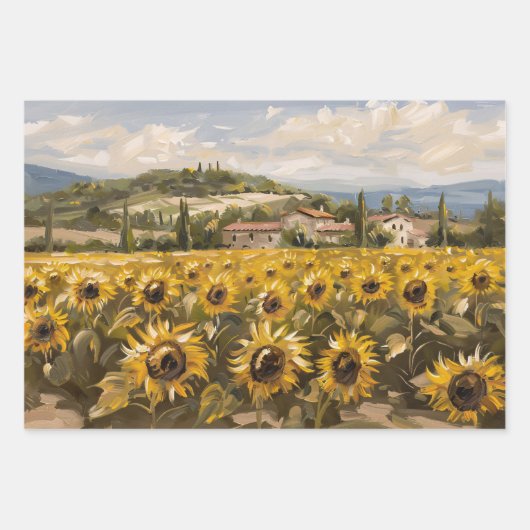 ひまわり野印象派絵を描の切り離し ラッピングペーパーシート (正面3)
