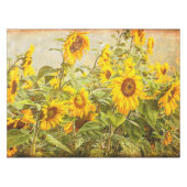 ひまわり野原黄緑素朴ヴィンテージ テーブルクロス (正面(横))