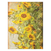 ひまわり野原黄緑素朴ヴィンテージ テーブルクロス (正面)