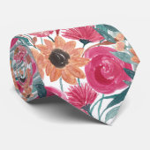 ひまわり野花水彩花模様 ネクタイ (ロール)