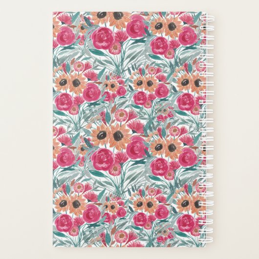 ひまわり野花水彩花模様 プランナー手帳 (裏面)