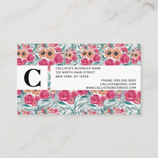 ひまわり野花水彩花模様 名刺 (裏面)