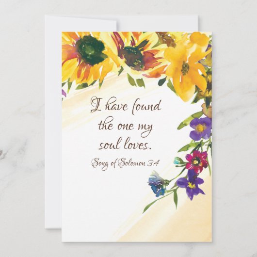 ひまわり野草フローラ結婚クリスチャン 招待状 (裏面)