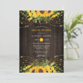 ひまわり金ゴールドストリングライト素朴ブライダルシャワー 招待状 (スタンド正面)