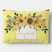 ひまわり金ゴールドパーソナライズされたフローラ花 アクセサリーポーチ (正面)