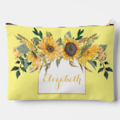 ひまわり金ゴールドパーソナライズされたフローラ花 アクセサリーポーチ (裏面)