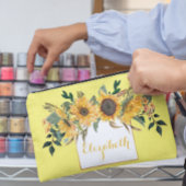 ひまわり金ゴールドパーソナライズされたフローラ花 アクセサリーポーチ