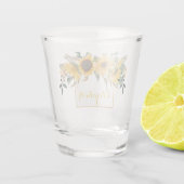 ひまわり金ゴールドパーソナライズされたフローラ花 ショットグラス (裏面)