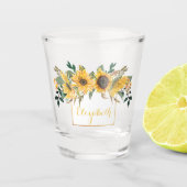 ひまわり金ゴールドパーソナライズされたフローラ花 ショットグラス (正面)