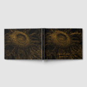 ひまわり金ゴールドブラックフローラアートエレガント ゲストブック (全面)