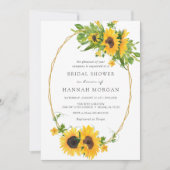 ひまわり金ゴールド幾何学模様ブライダルシャワー 招待状 (正面)