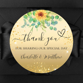 ひまわり金ゴールド感謝していグリッター結婚 ラウンドシール