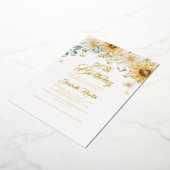 ひまわり金ゴールド蝶90th誕生日パーティー 箔招待状 (回転した状態)