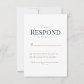 ひまわり金ゴールド&ネイビー文字ウェディングRSVP 出欠カード (正面)