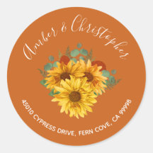 ひまわり錆びバラ結婚ズアドレス封筒用シール