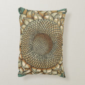 ひまわり開花オンブルーグリーン背景 アクセントクッション (裏面(縦))