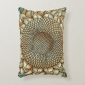 ひまわり開花オンブルーグリーン背景 アクセントクッション (正面(垂直))