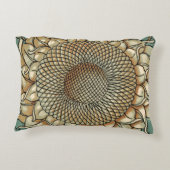 ひまわり開花オンブルーグリーン背景 アクセントクッション (裏面)