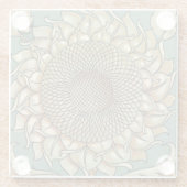 ひまわり開花オンブルーグリーン背景 ガラスコースター (裏面)