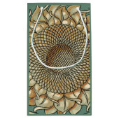 ひまわり開花オンブルーグリーン背景 スモールペーパーバッグ (裏面)