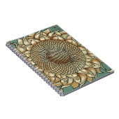 ひまわり開花オンブルーグリーン背景 ノートブック (右側)