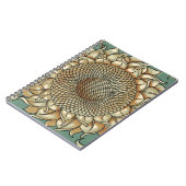 ひまわり開花オンブルーグリーン背景 ノートブック (左側)