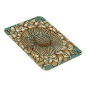 ひまわり開花オンブルーグリーン背景 マグネット (右側)