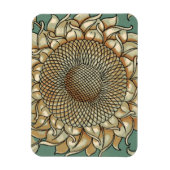 ひまわり開花オンブルーグリーン背景 マグネット (縦)