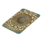 ひまわり開花オンブルーグリーン背景 マグネット (左側)