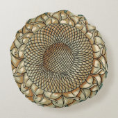 ひまわり開花オンブルーグリーン背景 ラウンドクッション (裏面)