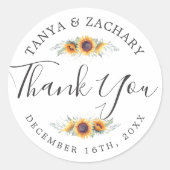 ひまわり開花 |さん結婚ありがとう ラウンドシール (正面)