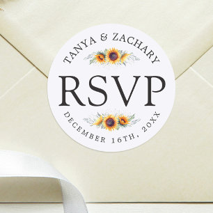 ひまわり開花 ウェディングRSVP ラウンドシール