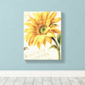 ひまわり開花 キャンバスプリント (インサイチュ (ウッドフロア))